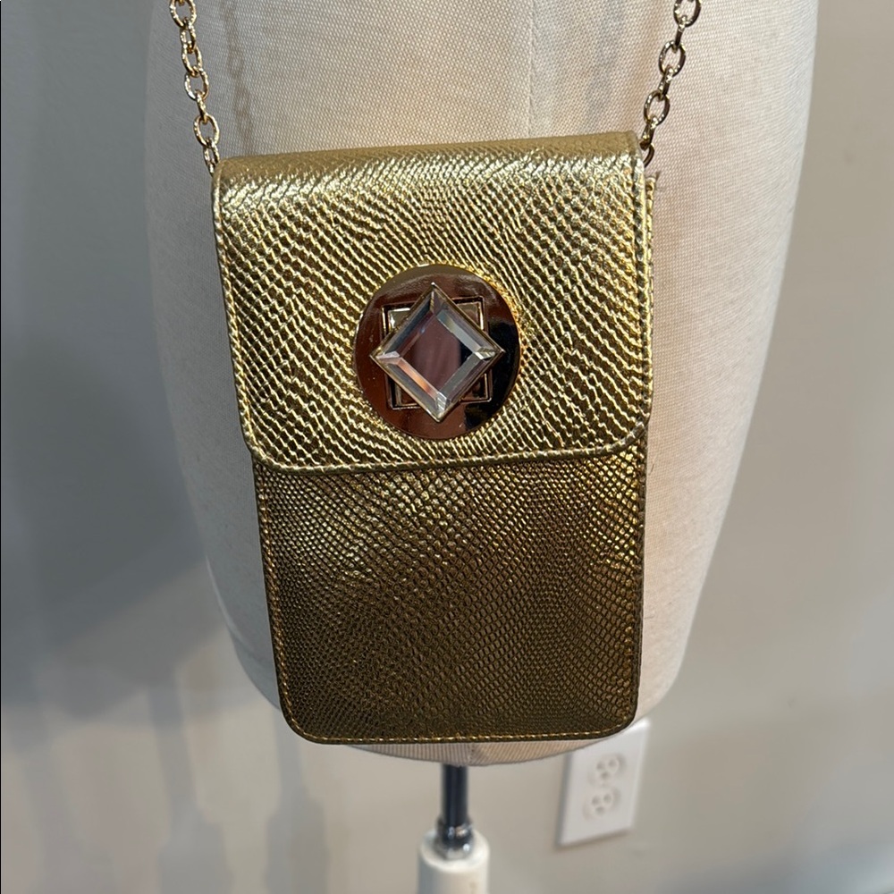 INC International Concepts Gold Textured Crossbody Bag